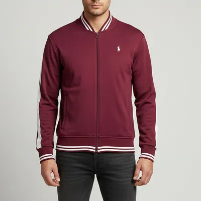 Pre-owned Polo Ralph Lauren Burgundy Striped Jersey Track Jacket S