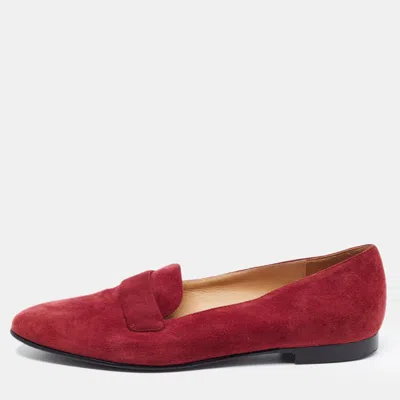 Pre-owned Polo Ralph Lauren Burgundy Suede Smoking Slippers Size 36