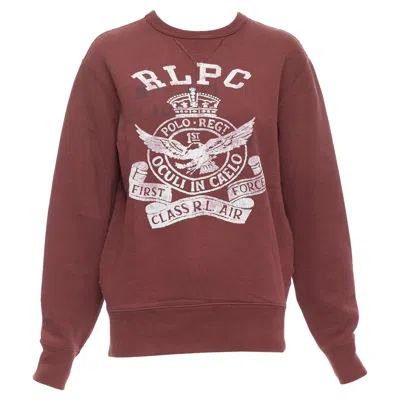 Pre-owned Polo Ralph Lauren Burgundy Varsity Cotton Fleece Sweatshirt Xs In Red