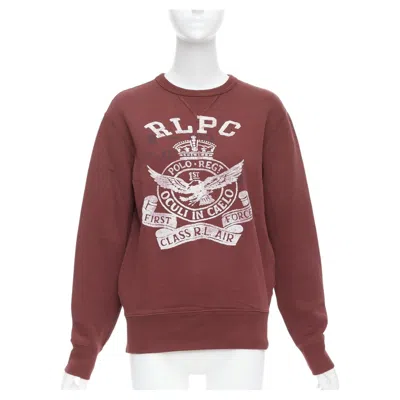 Pre-owned Polo Ralph Lauren Burgundy Varsity Cotton Fleece Sweatshirt Xs In Red