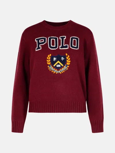 Polo Ralph Lauren Burgundy Wool Sweater In Bordeaux