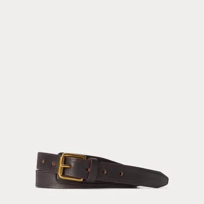 Polo Ralph Lauren Burnished Leather Belt In Dark Brown