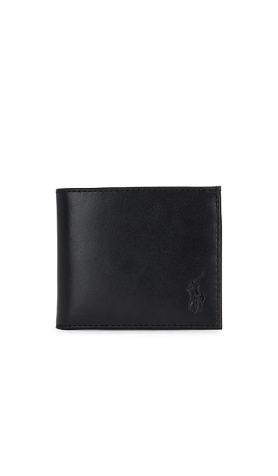 Polo Ralph Lauren Burnished Leather Billfold Wallet In Black