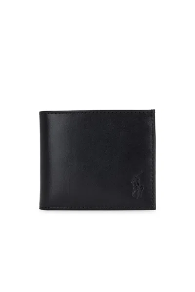 Polo Ralph Lauren Burnished Leather Billfold Wallet In Black
