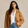 Polo Ralph Lauren Burnished Leather Moto Jacket In Brown
