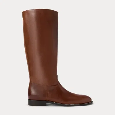 Polo Ralph Lauren Burnished Leather Tall Boot In Cotto In Brown