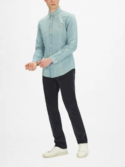 Polo Ralph Lauren Men Light Blue Logo Embroidered Shirt, Xl Luxury Shirts For Men Darveys