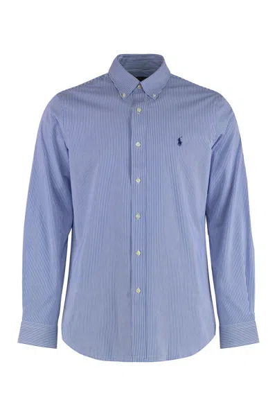 Polo Ralph Lauren Button-down Collar Cotton Shirt In Light Blue