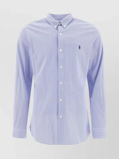 Polo Ralph Lauren Slim Fit Striped Shirt With Button-down Collar In Blue