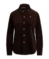 Polo Ralph Lauren Womens Dark Beech Polo-pony Embroidered Cotton-corduroy Shirt In Brown