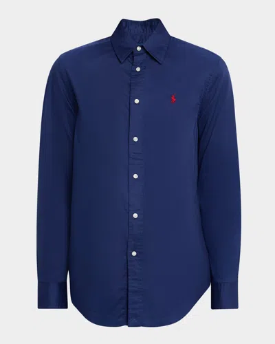 Polo Ralph Lauren Button-down Cotton Twill Shirt In Blue