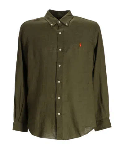 Polo Ralph Lauren Classic Fit Linen Shirt In Green