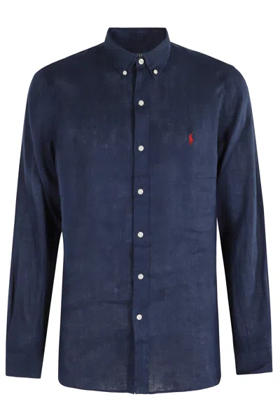 Polo Ralph Lauren Button-down Linen Sport Shirt With Contrasting Logo