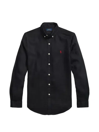 Polo Ralph Lauren Ralph Lauren Button-down Linen Shirt In Black
