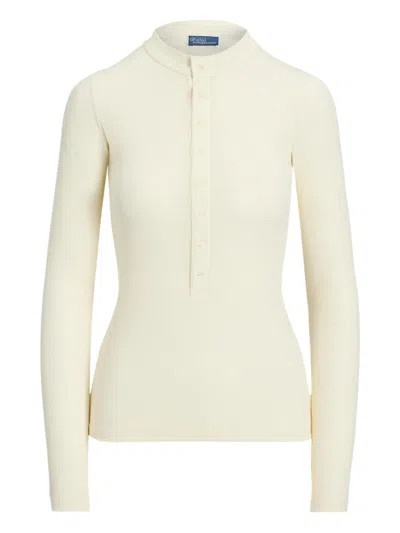 Polo Ralph Lauren Button-down Ribbed Top In White