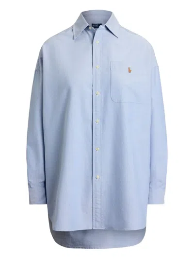 Polo Ralph Lauren Long Sleeve Linen Shirt Harbor Island Blue For Women