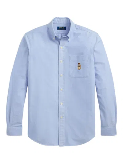 Polo Ralph Lauren Button-down Shirt With Embroidered Motif In Blue