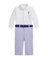Polo Ralph Lauren Button-down Shirt And Striped Pants Set In White