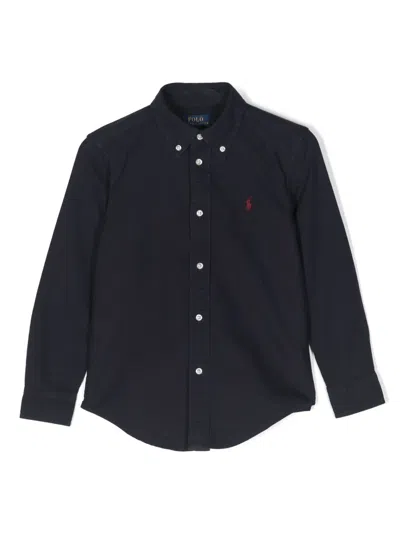 Polo Ralph Lauren Kids' Polo-pony-embroidery Cotton Shirt In Blue