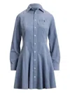 Polo Ralph Lauren Button-down Shirt Mini Dress In Blue