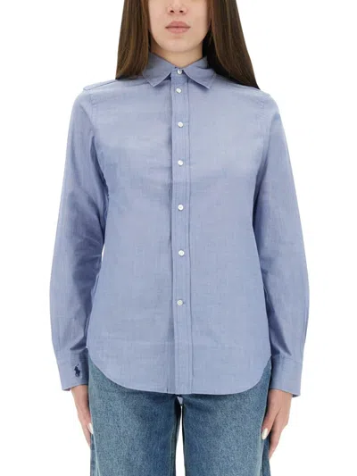 Polo Ralph Lauren Collared Neck Long Sleeve Top In Gray