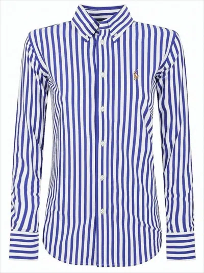 POLO RALPH LAUREN BUTTON-DOWN STRIPED BLOUSE WITH POINTED COLLAR AND LONG SLEEVES
