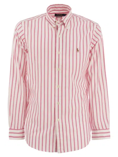 Polo Ralph Lauren Logo-embroidered Striped Shirt In Rosa