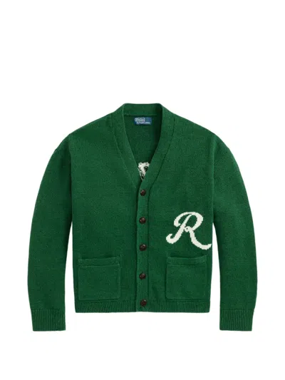 Polo Ralph Lauren Logo-intarsia Linen And Cotton-blend Cardigan In Green