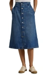 Polo Ralph Lauren Denim A-line Midi Skirt In Colel Wash