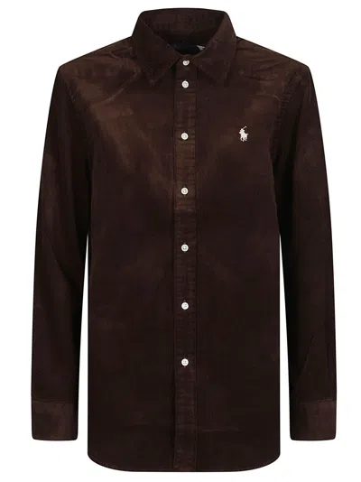 Polo Ralph Lauren Button Front Corduroy Cotton Casual Shirt In Brown