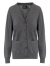 Polo Ralph Lauren Button-front Patch-pocket Cardigan In Gray