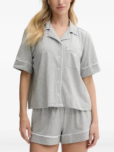 POLO RALPH LAUREN BUTTON-FRONT PIPED-TRIM PAJAMAS