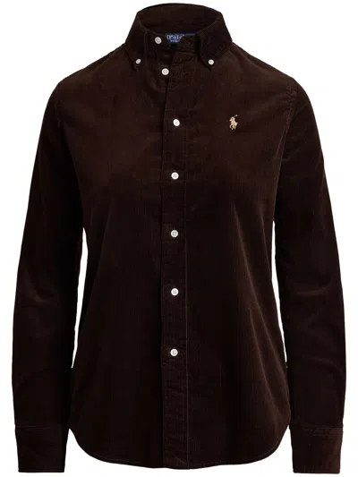 Polo Ralph Lauren Button Front Shirt In Brown