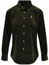 Polo Ralph Lauren Womens Dark Beech Polo-pony Embroidered Cotton-corduroy Shirt In Green