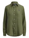 Polo Ralph Lauren Long Sleeve Shirt Collared Neck Buttons In Green