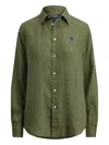 Polo Ralph Lauren Long Sleeve Shirt Collared Neck Buttons In Green