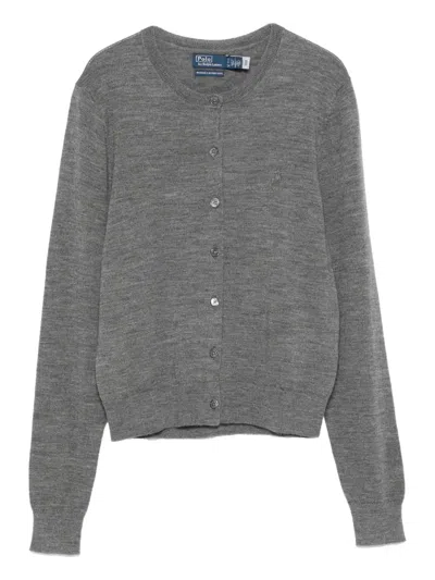 Polo Ralph Lauren Button-front Wool Cardigan In Gray