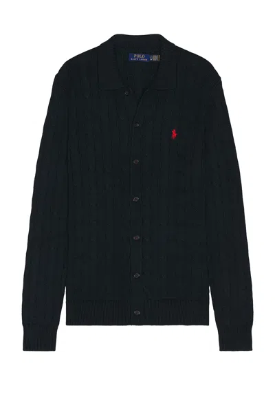 Polo Ralph Lauren Button Placket Cardigan Sweater In Blue