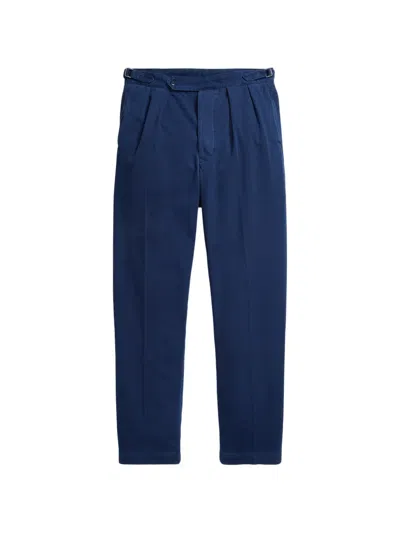 Polo Ralph Lauren Button Pleated Twill Trousers In Blue