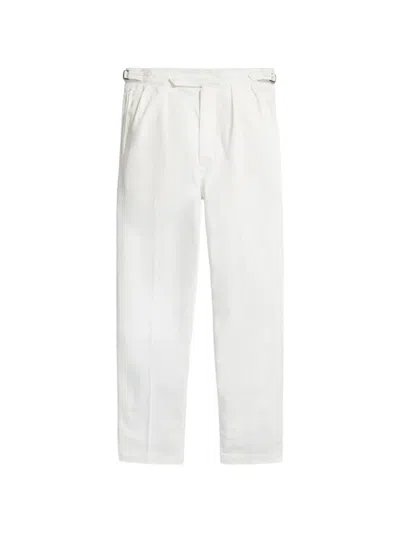 Polo Ralph Lauren Button Pleated Twill Trousers In White