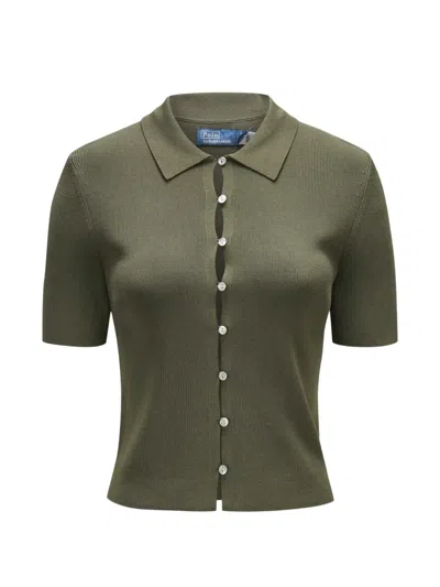 Polo Ralph Lauren Button Short-sleeve Top In Green