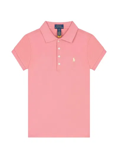 Polo Ralph Lauren Kids' Button Short-sleeve Polo Shirt In Pink