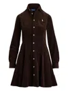 Polo Ralph Lauren Cotton Corduroy A-line Shirtdress In Burgundy