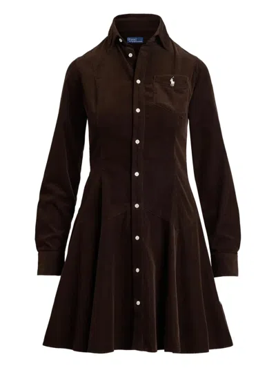 POLO RALPH LAUREN BUTTON-UP CORDUROY MINI DRESS