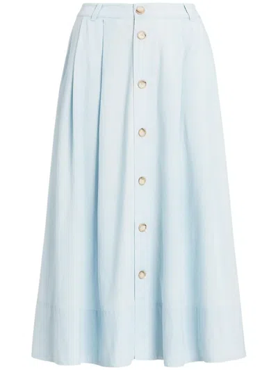Polo Ralph Lauren Button-up Cotton Full Skirt In Blue
