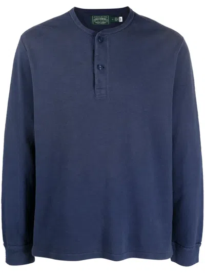 Polo Ralph Lauren Button-up Cotton Sweatshirt In Blue