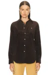 Polo Ralph Lauren Womens Dark Beech Polo-pony Embroidered Cotton-corduroy Shirt In Brown