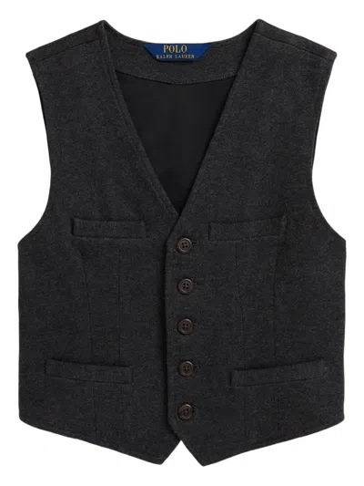 Polo Ralph Lauren Kids' Button-up Waistcoat In Black