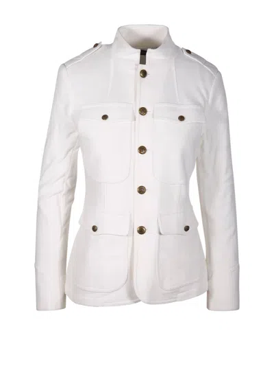 Polo Ralph Lauren Buttoned Cotton Jacquard Blazer In White