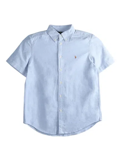 Polo Ralph Lauren Kids' Button-down Short-sleeve Shirt In Blue